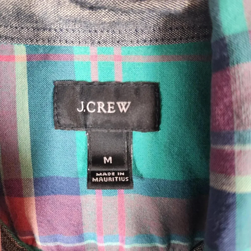 J Crew Multicolor Plaid Long Sleeve Button Down Shirt‎ Size Medium